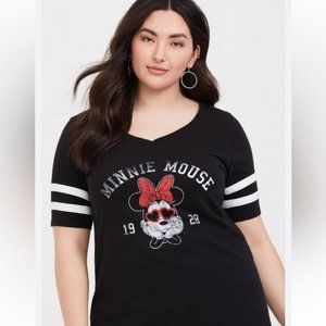 TORRID x Disney Womens Minnie Mouse Black White Short Sleeve TShirt Size 00